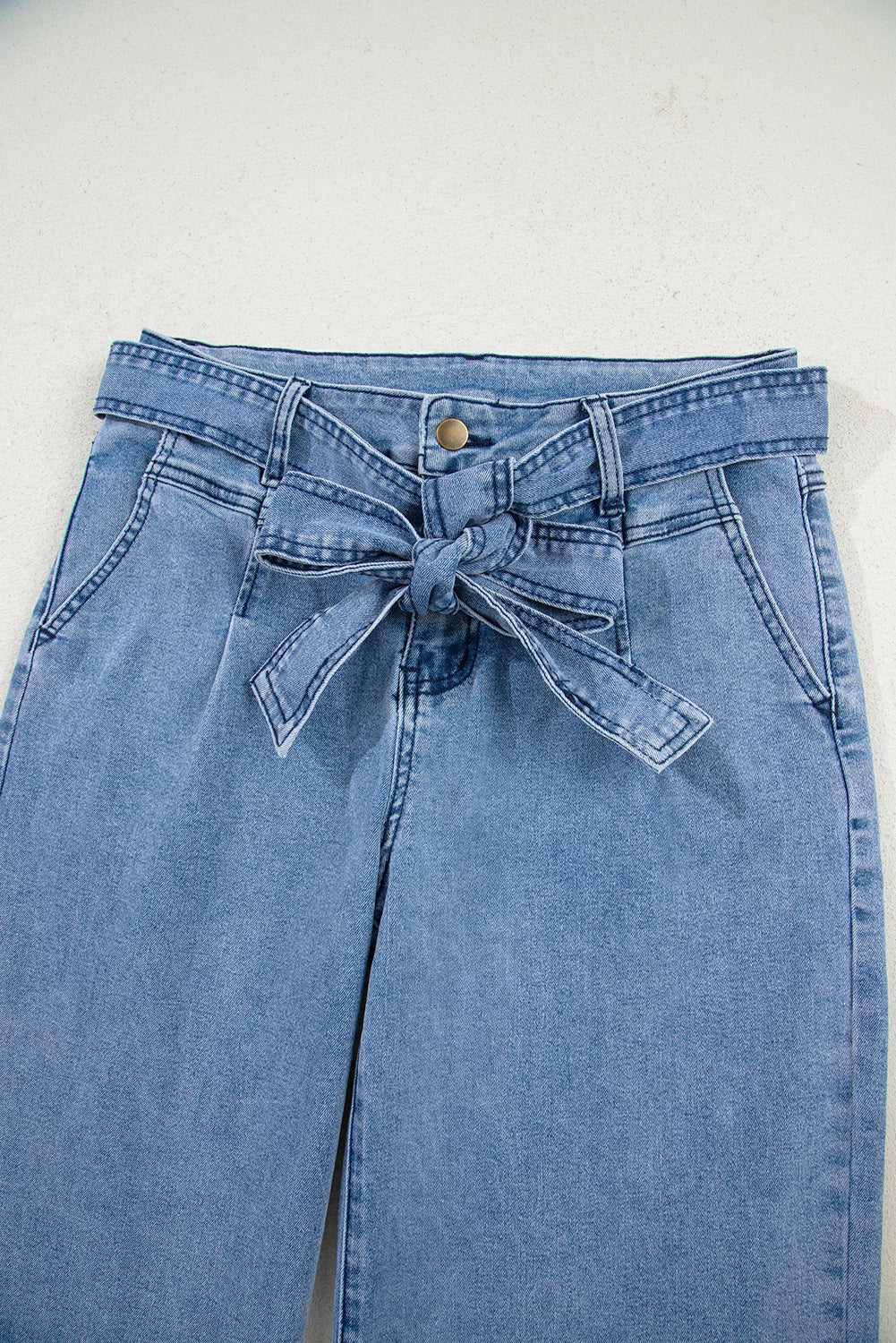 Ava Sash Wide Leg Jeans - Beau Blue / 12