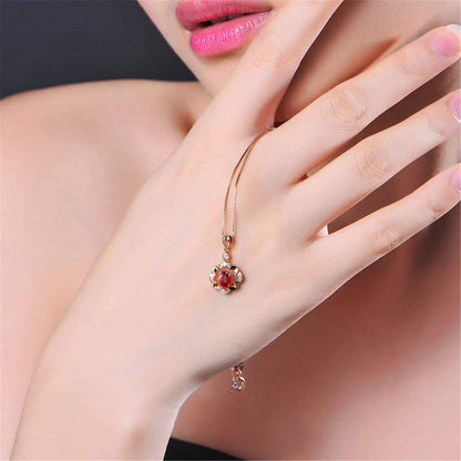 Cubic Zirconia & Rose Goldtone Floral Open Pendant Necklace