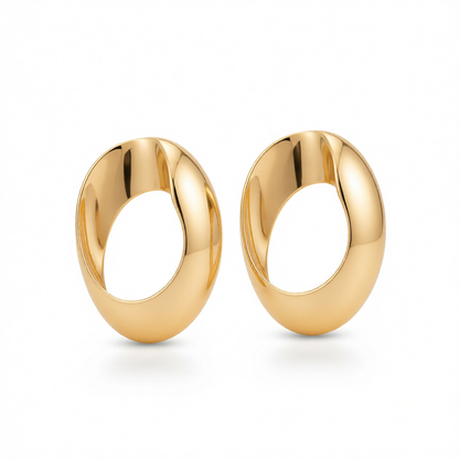 Goldtone Open Oval Statement Earrings