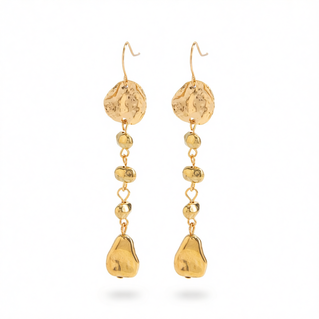 Goldtone Irregular Beads Drop Dangle Earrings