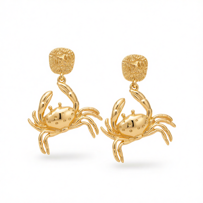 Goldtone Crab Dangle Earrings