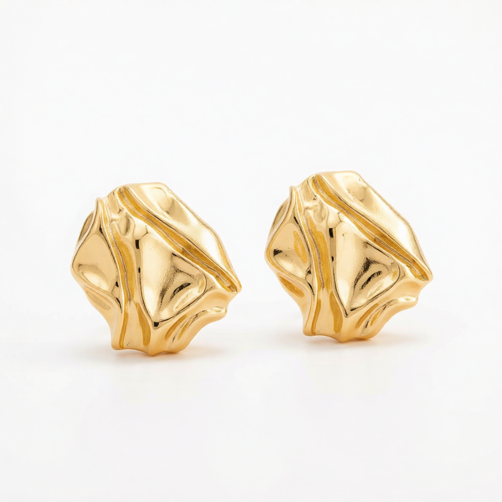 Goldtone Textured Stud Earrings