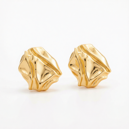 Goldtone Textured Stud Earrings