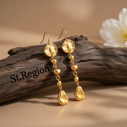 Goldtone Irregular Beads Drop Dangle Earrings