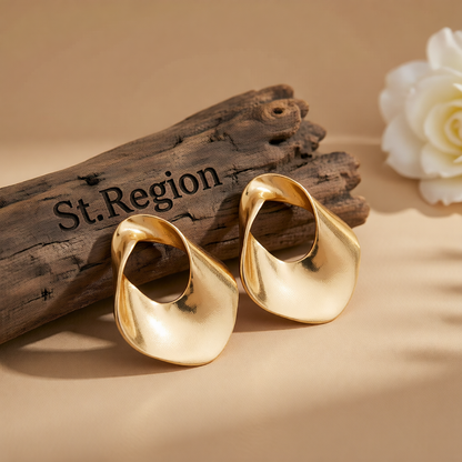Goldtone Open Twisted Irregular Statement Earrings