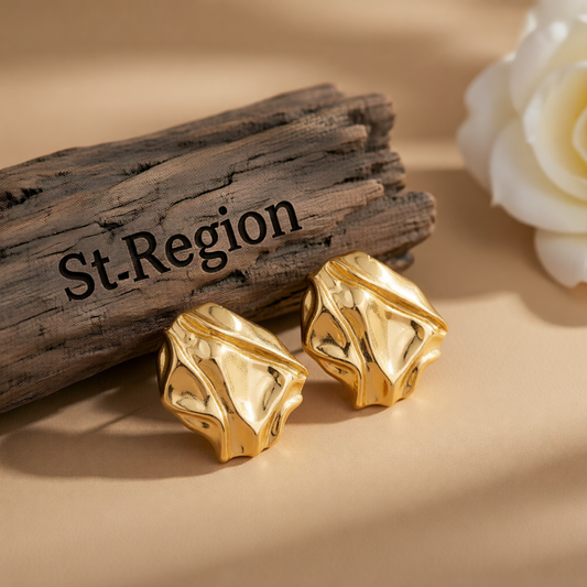 Goldtone Textured Stud Earrings
