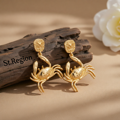 Goldtone Crab Dangle Earrings