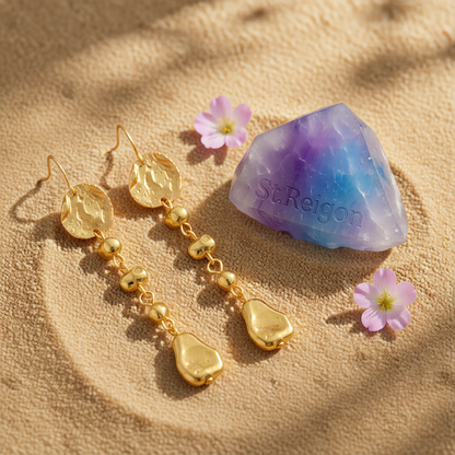 Goldtone Irregular Beads Drop Dangle Earrings