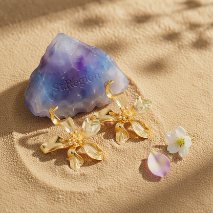 Goldtone Flower Statement Stud Earrings
