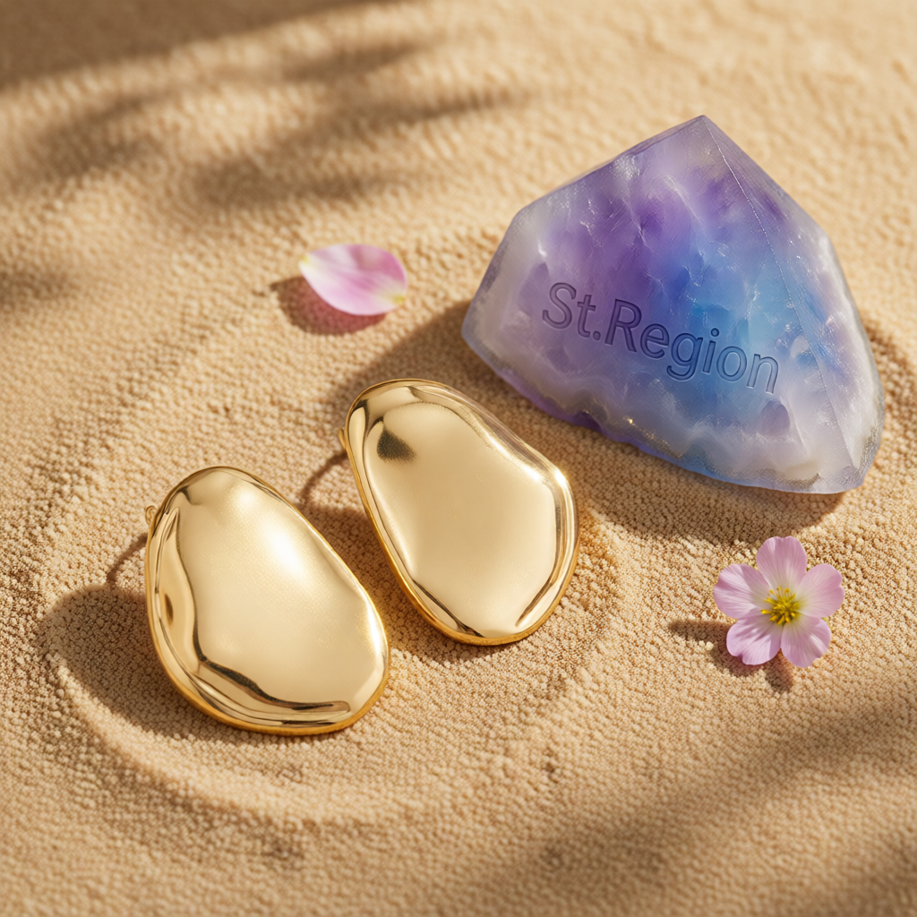Goldtone Oval Statement Stud Earrings