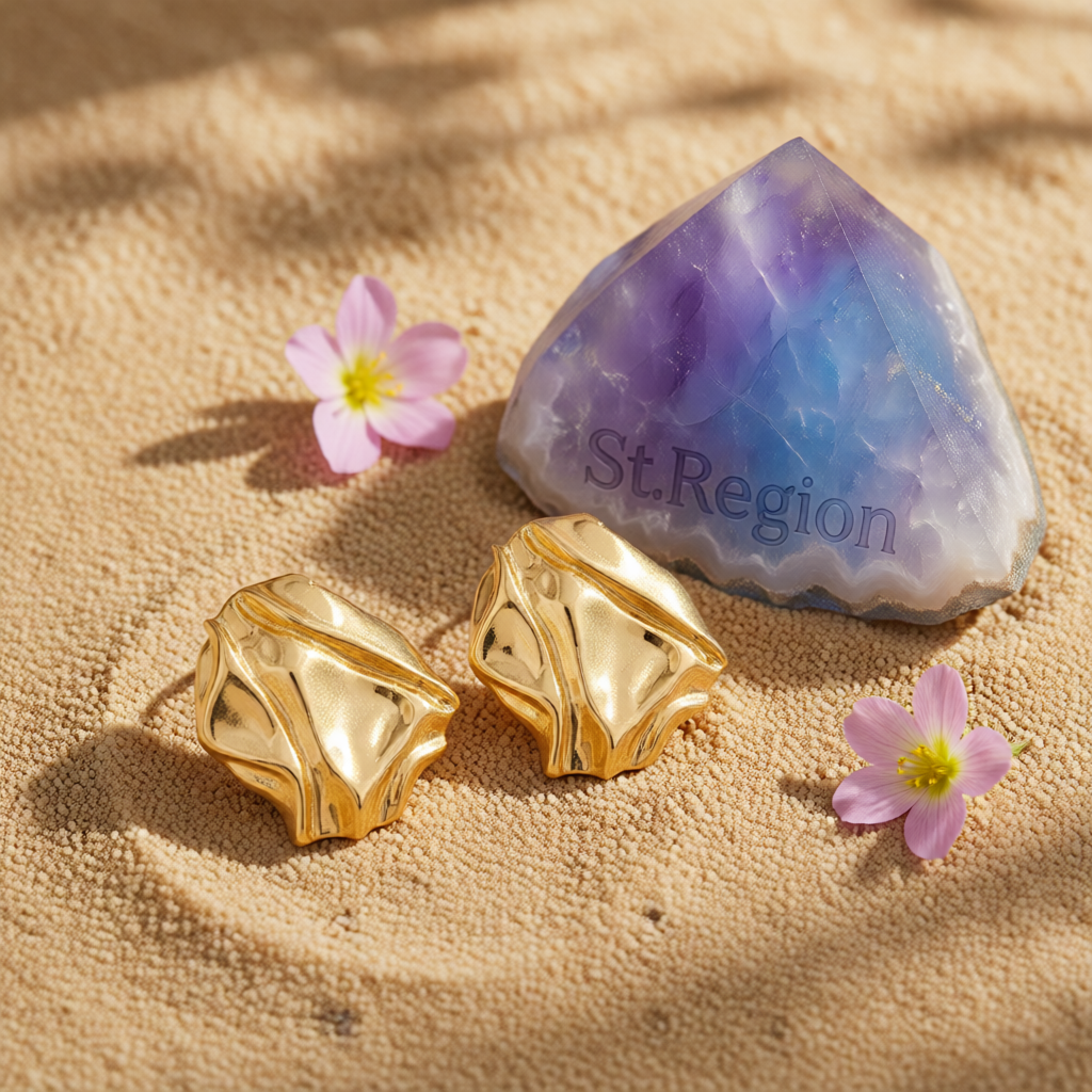 Goldtone Textured Stud Earrings