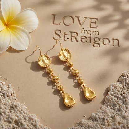 Goldtone Irregular Beads Drop Dangle Earrings