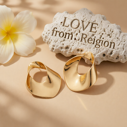 Goldtone Open Twisted Irregular Statement Earrings