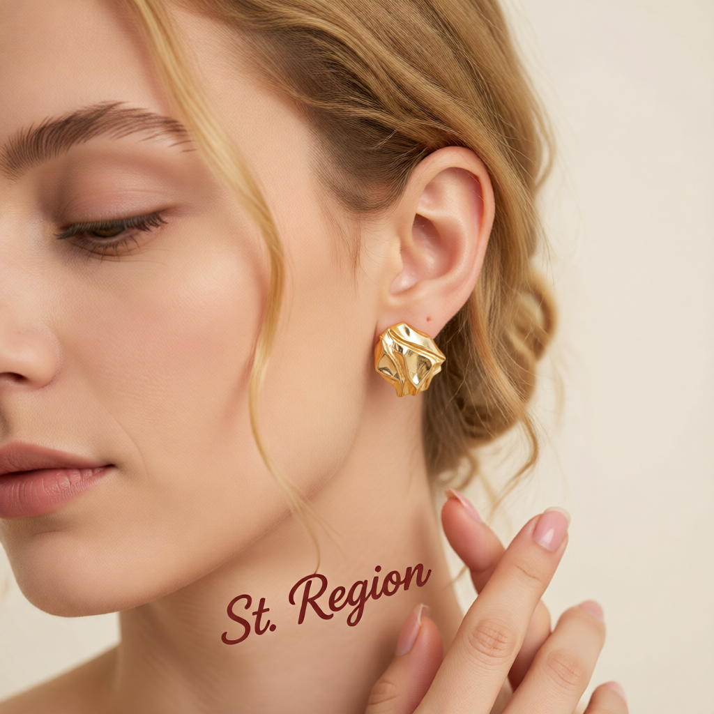 Goldtone Textured Stud Earrings