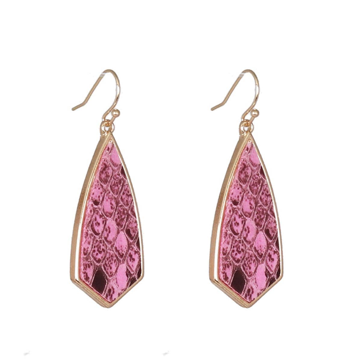 Rose Polyurethane & Goldtone Snakeskin-Embossed Drop Earrings