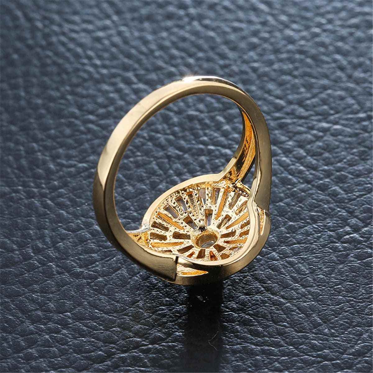 Cubic Zirconia & Goldtone Sunflower Ring-1