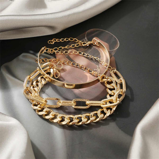 Goldtone Cable Chain Bracelet Set