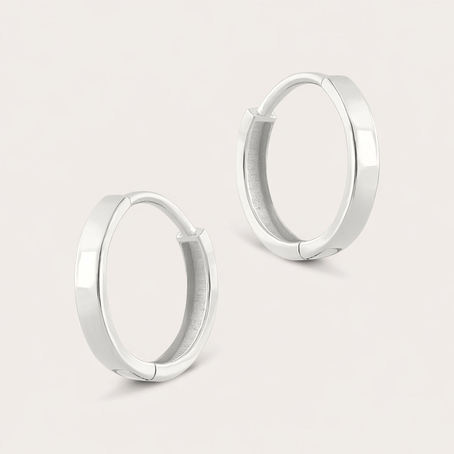 14k Gold 10mm Flat Huggie Hoop Earrings
