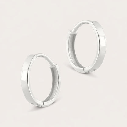 14k Gold 10mm Flat Huggie Hoop Earrings