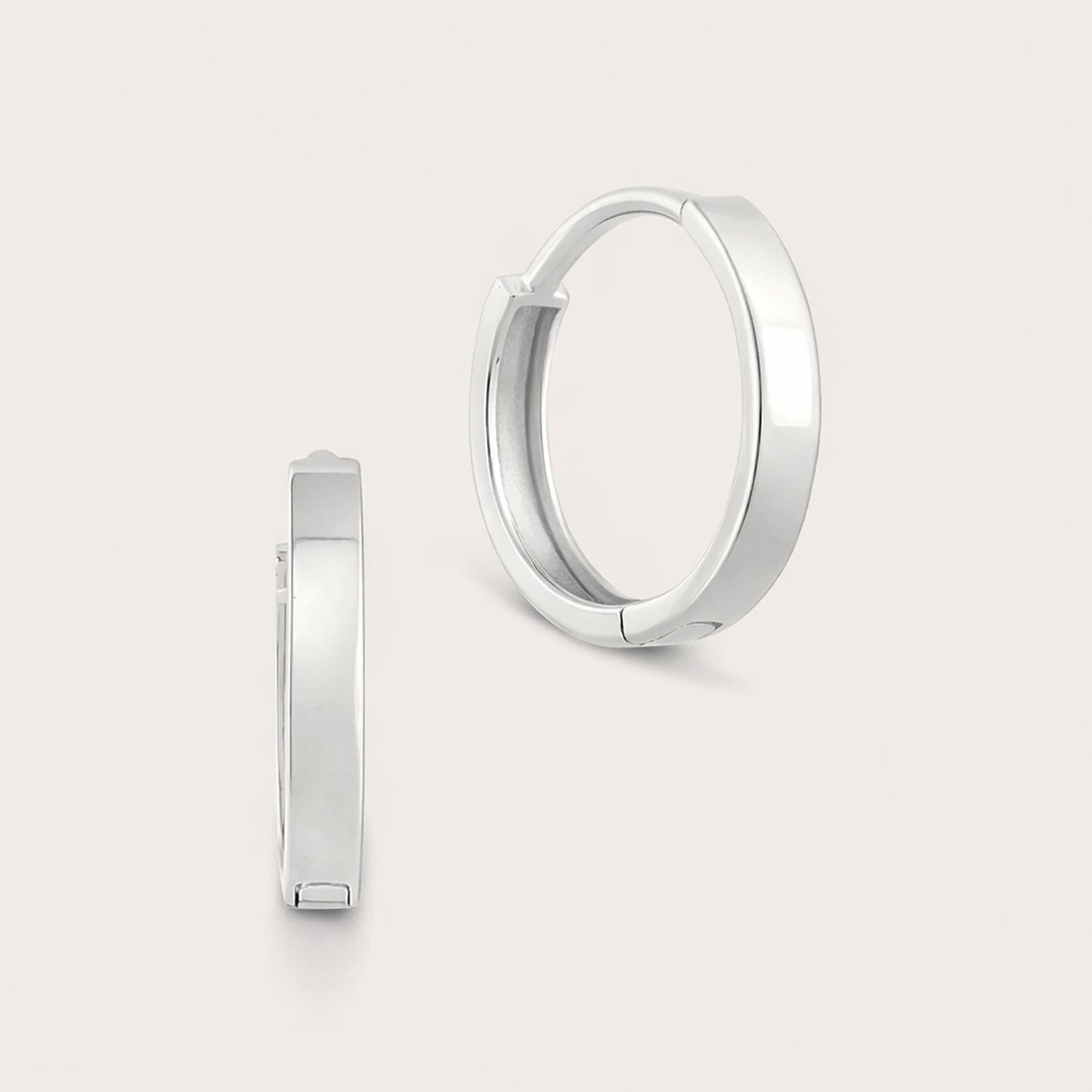 14k Gold 10mm Flat Huggie Hoop Earrings