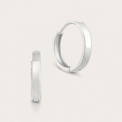 14k Gold 10mm Flat Huggie Hoop Earrings