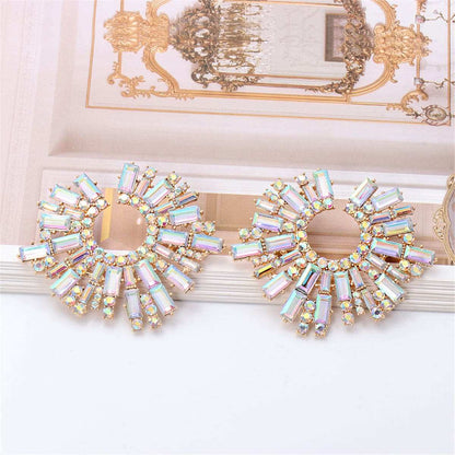 Cubic Zirconia & Goldtone Geometric Cluster Stud Earrings