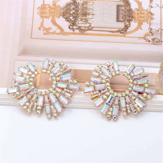 Cubic Zirconia & Goldtone Geometric Cluster Stud Earrings
