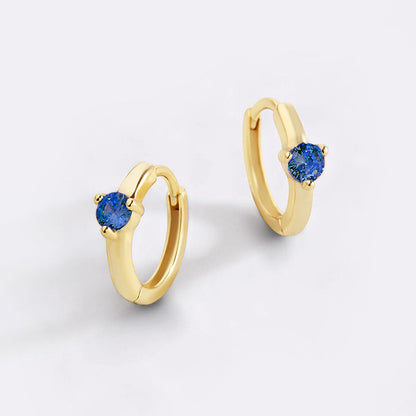 Mint & Lily Solitaire Birthstone Huggie Hoop Earrings