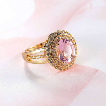 Pink Crystal & Cubic Zirconia Halo Ring-4