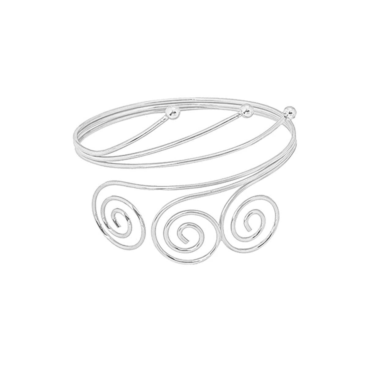 Silvertone Triple-Swirl Arm Cuff