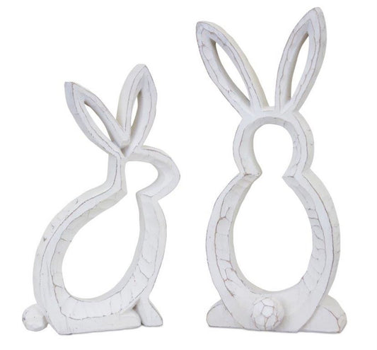 Melrose International Carved Stone Bunny Outline Decor (Set of 2)