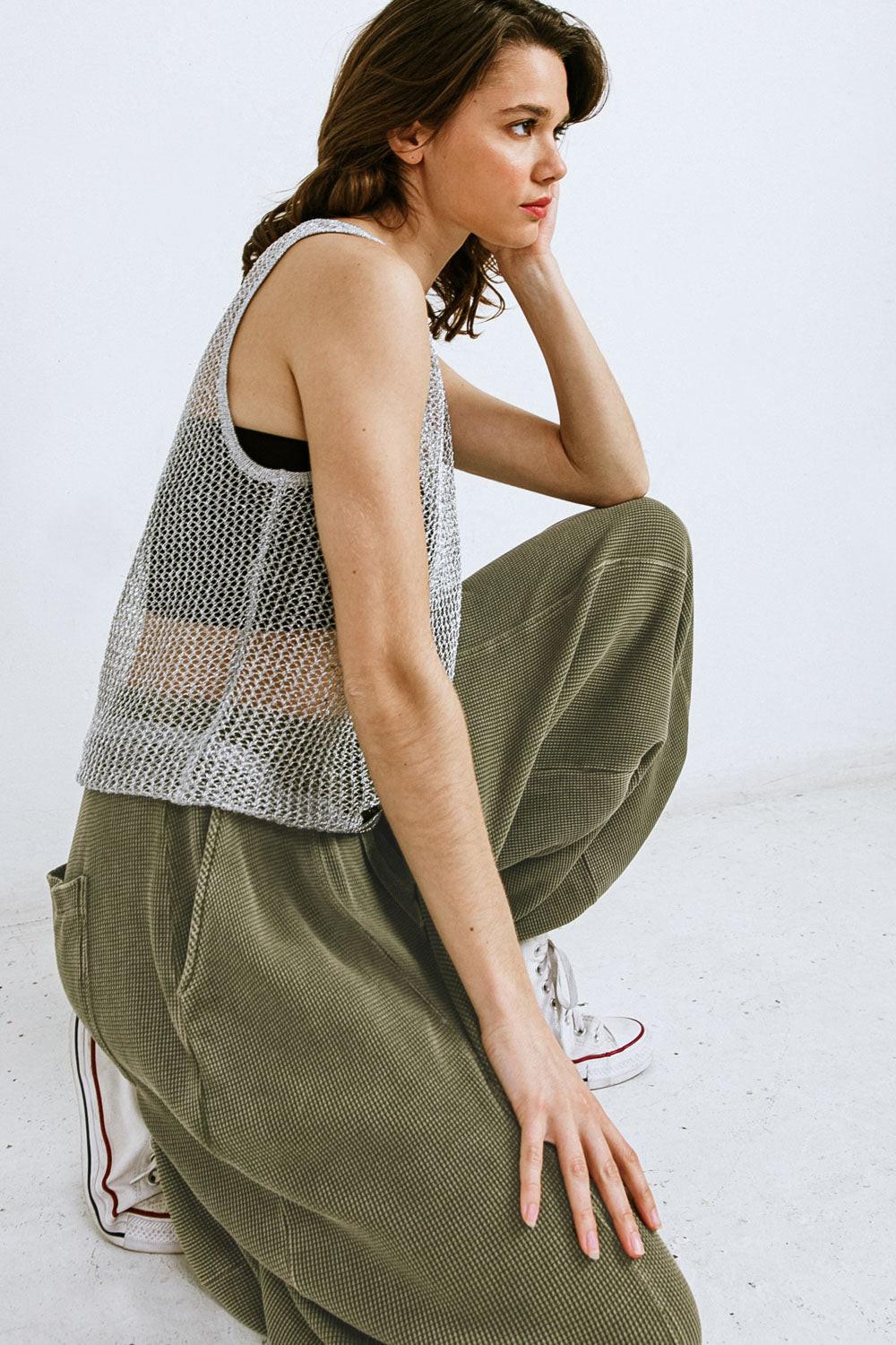 Lost in the Waves Woven Tank Top