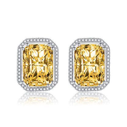 Yleow Radiant Crystal & Cubic Zirconia Silvertone Halo Stud Earrings