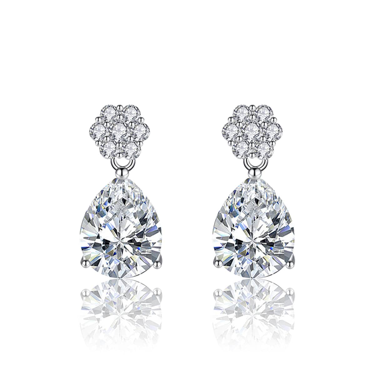 Cubic Zirconia & Clear Crystal Floral Drop Earrings