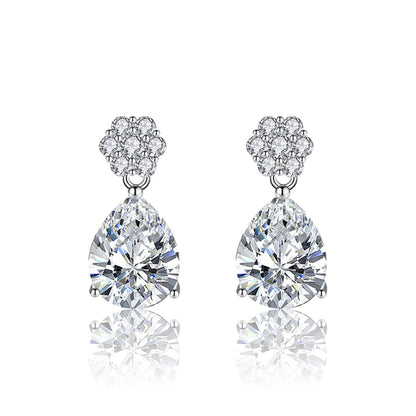 Cubic Zirconia & Clear Crystal Floral Drop Earrings