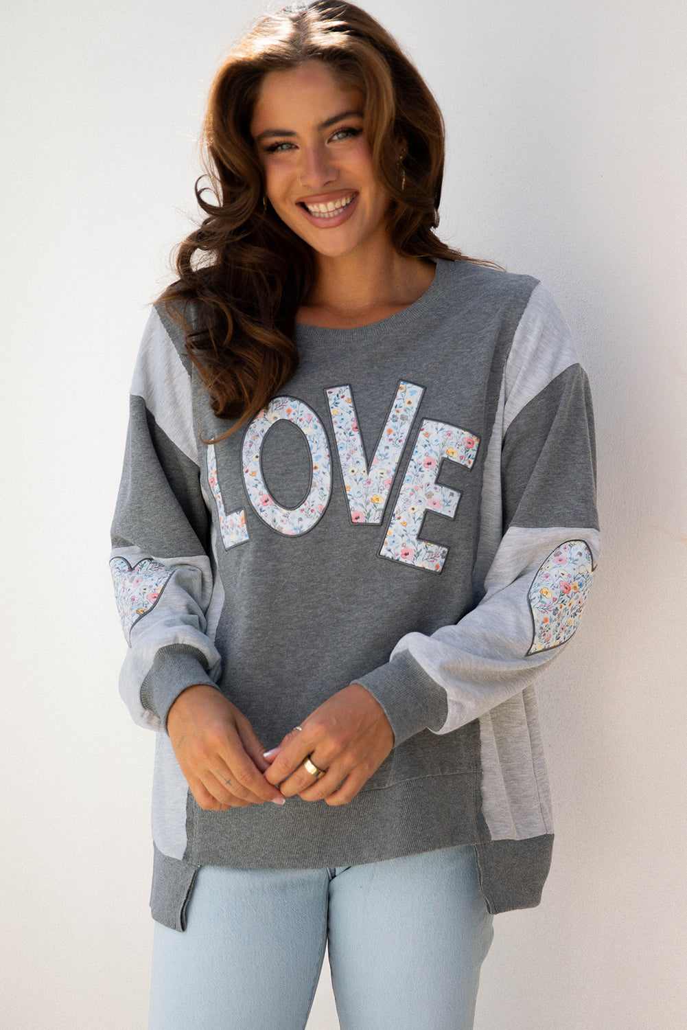 Payton Uneven Hem Chic Sweatshirt - Dark Gray / L - 12/14