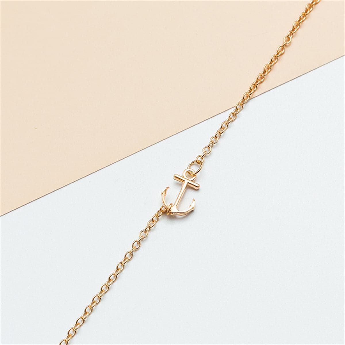 Goldtone Anchor Charm Anklet
