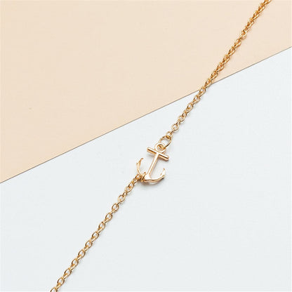 Goldtone Anchor Charm Anklet