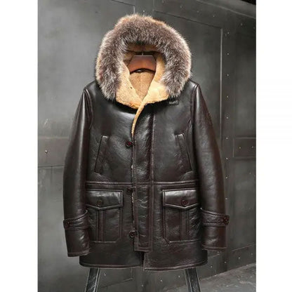 Men’s B3 Leather Bomber Shearling Trench Coat