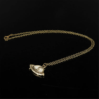 Enamel & Goldtone 'I Want to Believe' Alien UFO Pendant Necklace