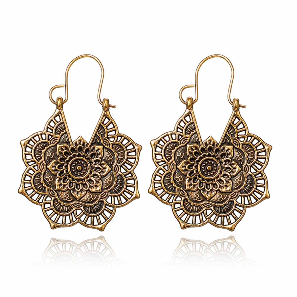 Goldtone Floral Huggie Earrings