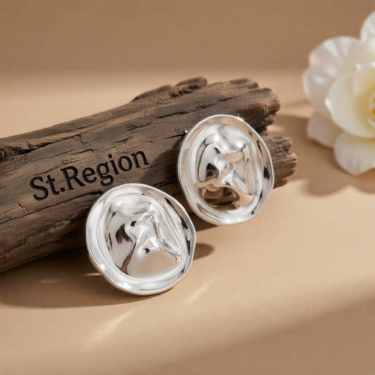 Silvertone Hat Statement Stud Earrings