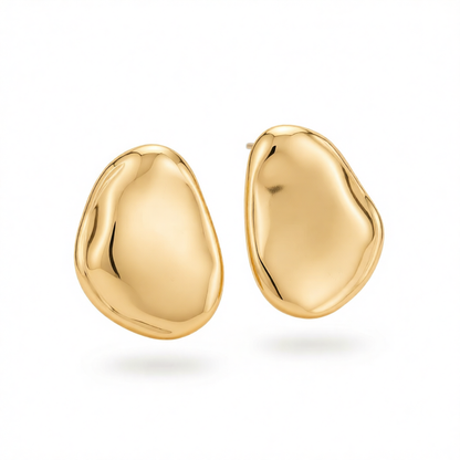 Goldtone Oval Statement Stud Earrings