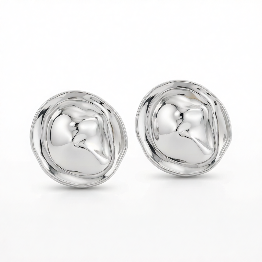 Silvertone Hat Statement Stud Earrings