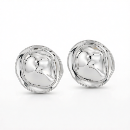 Silvertone Hat Statement Stud Earrings
