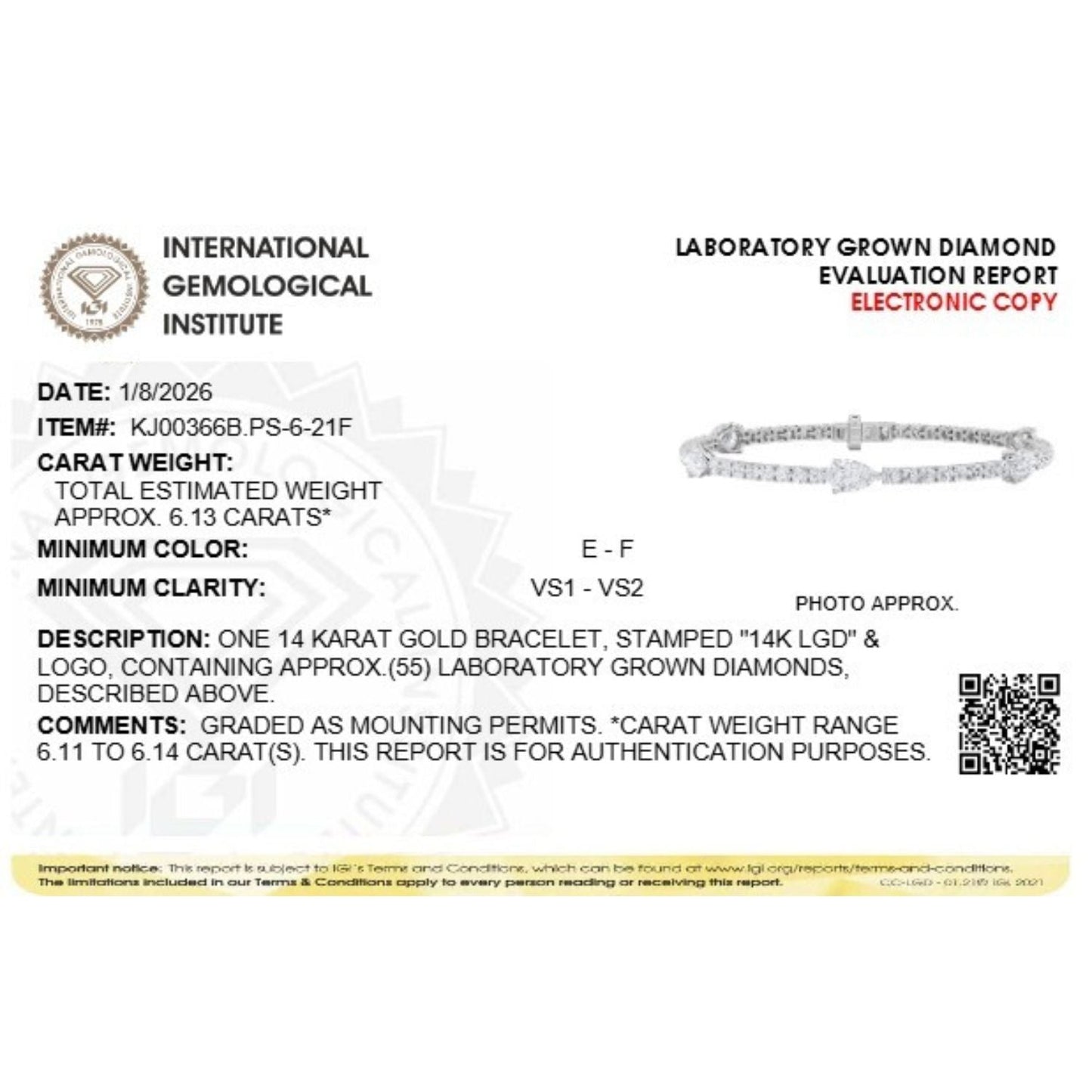 6Cttw Pear Shaped Lab Grown Diamond (F/VS) East West Station Bracelet in 14K Gold