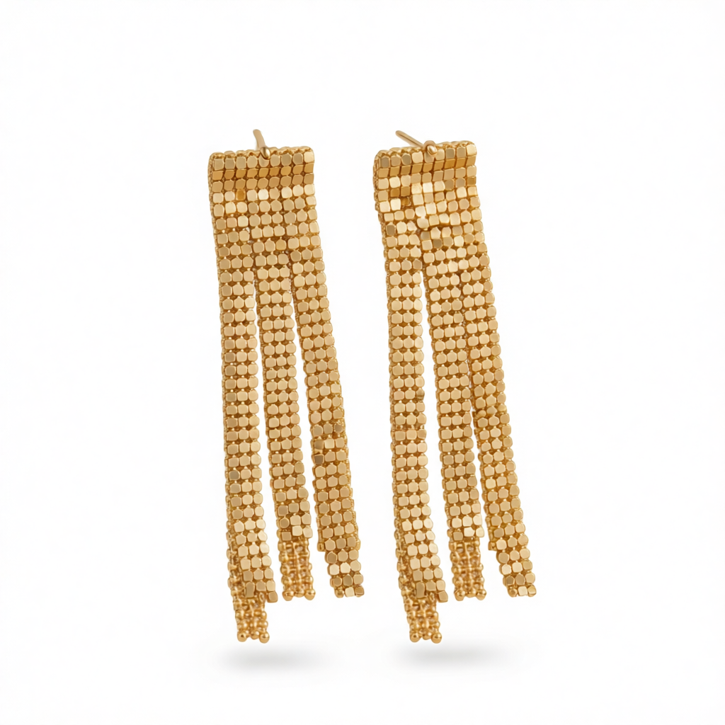Goldtone Sequin Tassel Dangle Earrings