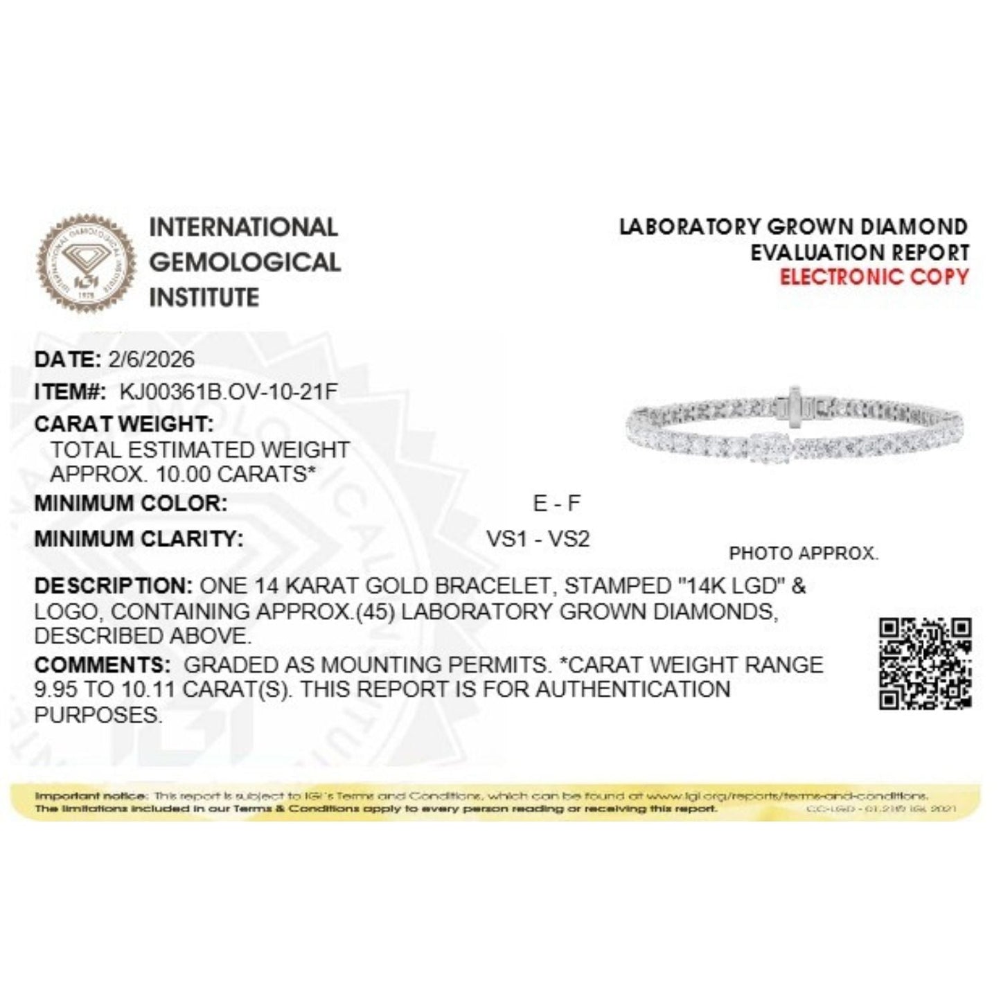 10Cttw Oval Lab Grown Diamond (F/VS) East West Station Bracelet in 14K White Gold