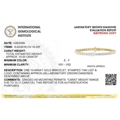 10Cttw Oval Shaped Lab Grown Diamond (F/VS) East West Station Bracelet in 14K Yellow Gold