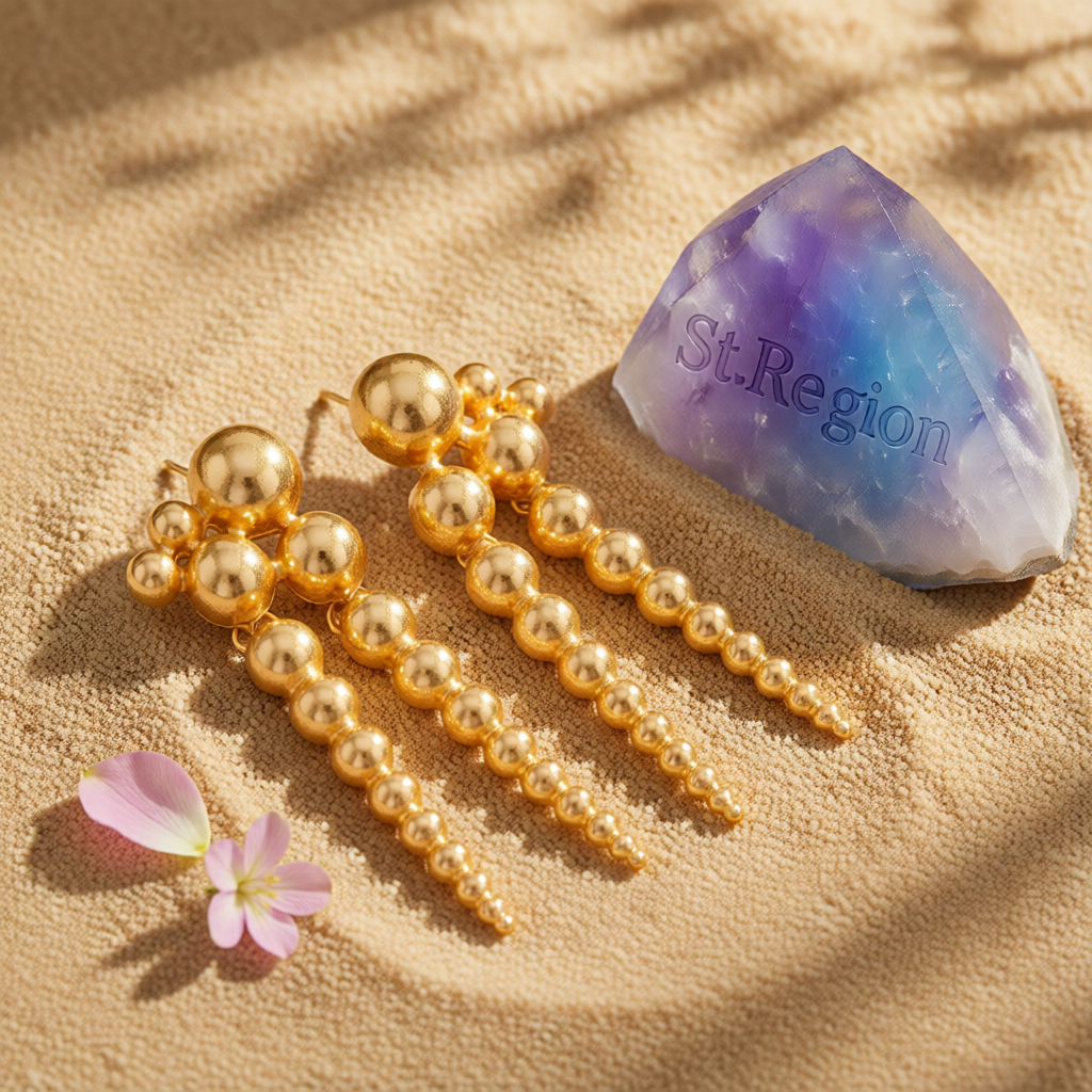 Goldtone Dual-Beaded-Chain Tassel Dangle Earrings